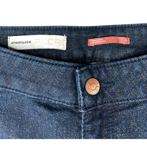 Pilcro Anthropologie Womens Mid-Rise Skinny Jeans Dark Wash Pants Size 25 - Picture 11 of 14